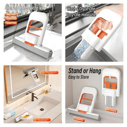 Foldable Mini Mop – Portable Self-Squeezing Wet & Dry Cleaning Mop